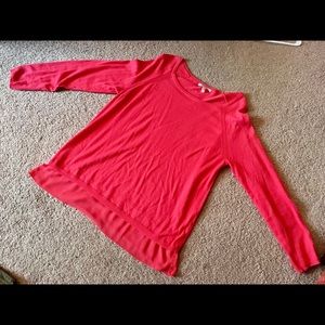 DKNYC coral sweater with silky bottom.